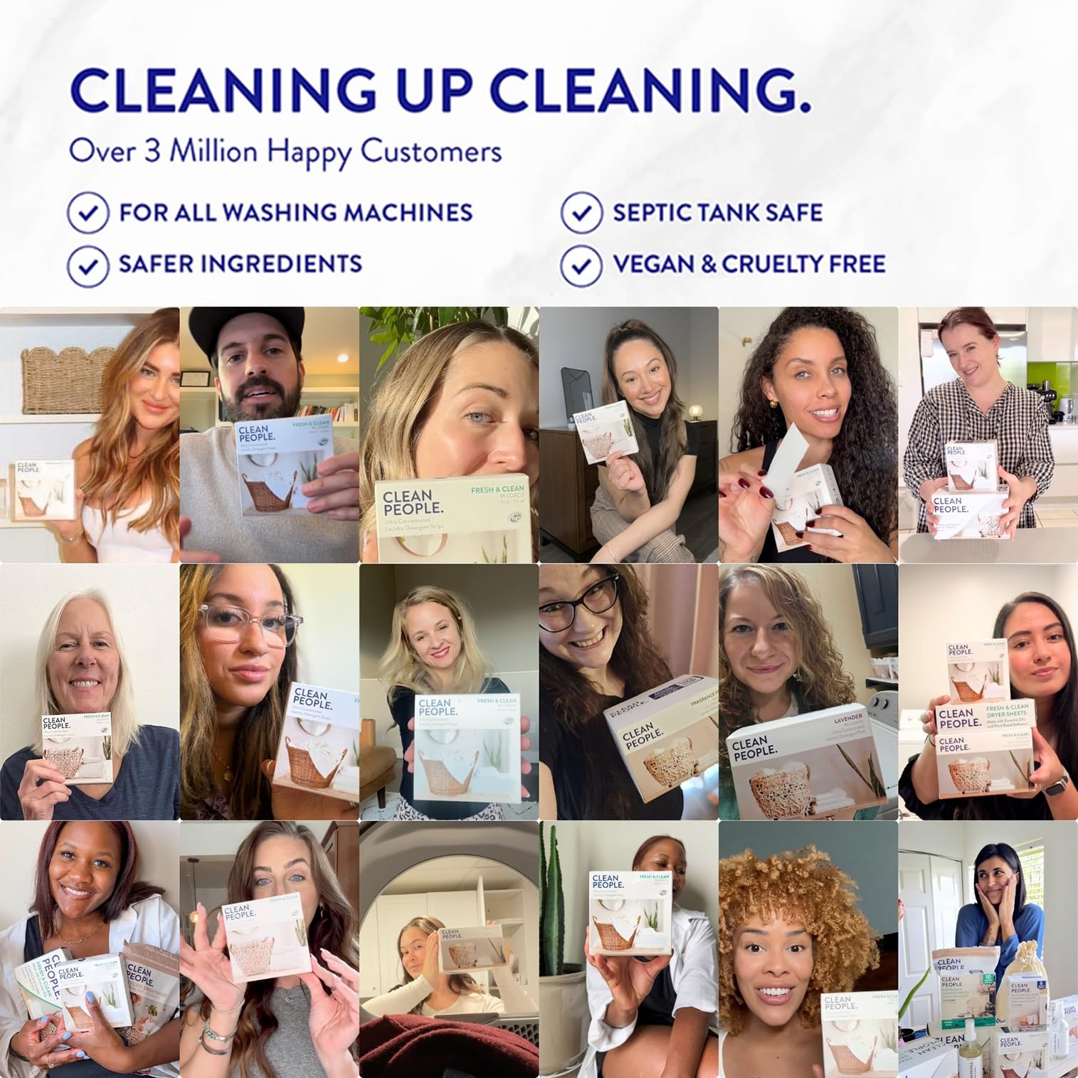 Clean People Laundry Detergent Sheets - Recyclable Packaging, Hypoallergenic, Stain Fighting - Ultra Concentrated, Laundry Soap - Fragrance Free, 96 Pack 🍁 All In One Marketplace Canada
