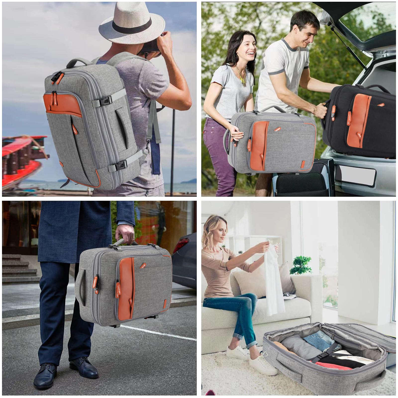 Carry on Backpack, Extra Large 40L Flight Approved Travel Backpack for Men & Women,Expandable Large Suitcase Backpacks With 4 Packing Cubes,Water Resistant Luggage Daypack Business Weekender Bag,Grey 🍁 All In One Marketplace Canada