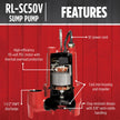 Red Lion RL-SC50V 115-Volt, 1/2 HP, 4300 GPH Cast Iron Sump Pump with Vertical Switch, 10-Ft. Cord, Red, 14942747 🍁 All In One Marketplace Canada