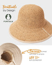 FURTALK Sun Hats for Women Handmade Summer Beach Hat Wide Brim Straw Hat Foldable Packable UPF 50 Crochet Travel Bucket Hat Kahaki 🍁 All In One Marketplace Canada