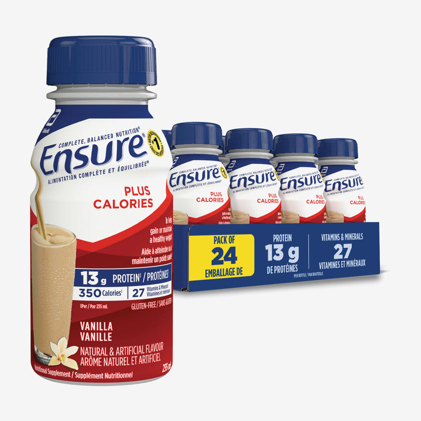 Ensure Plus Calories, Nutritional Supplement Shake Value Pack, To Help With Healthy Weight Gain Or Maintenance, Vanilla, 24 x 235-mL Bottles 🍁 All In One Marketplace Canada