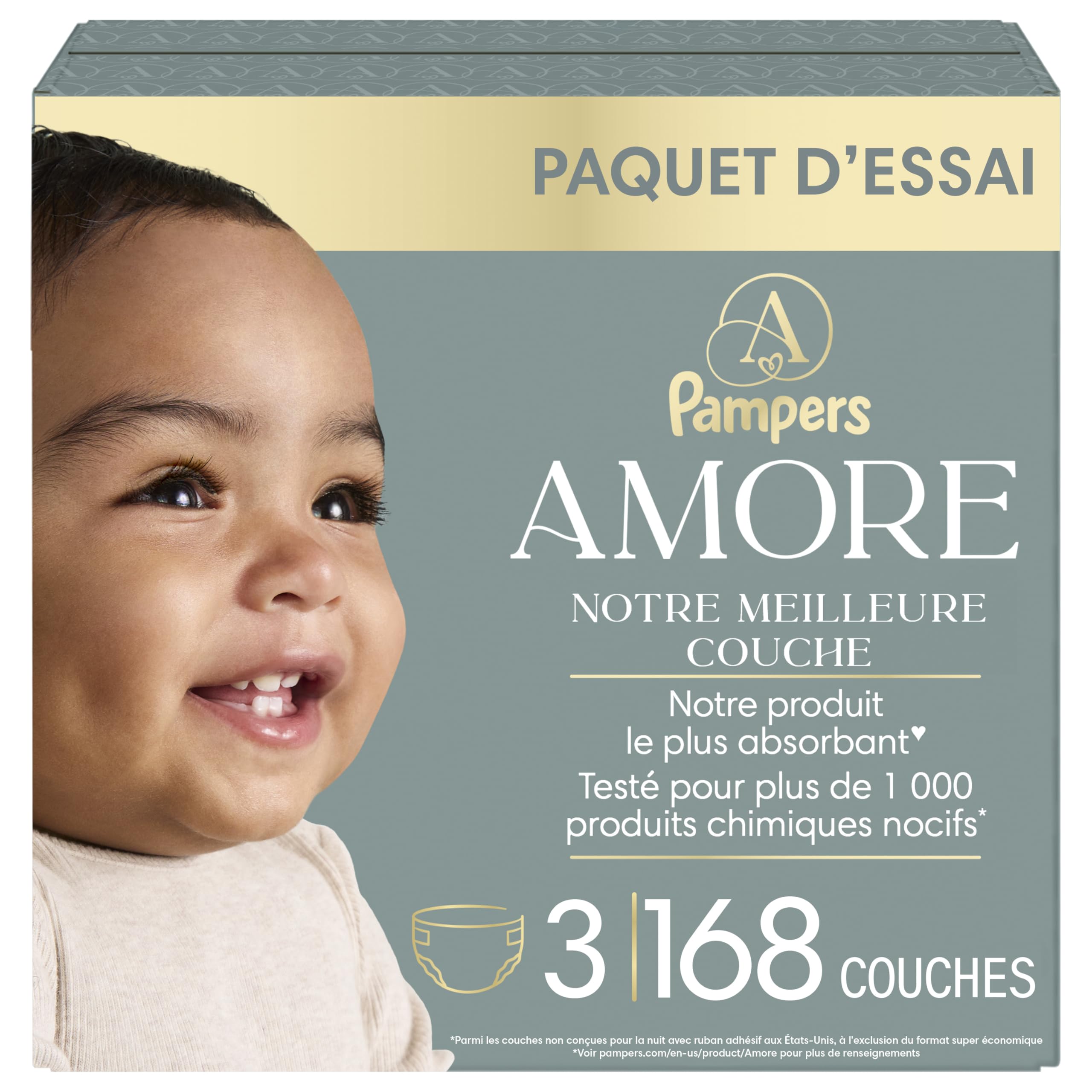 Pampers AMORE, Size 3, Our Best Diaper, 1 Pack (Count of 168) 🍁 All In One Marketplace Canada