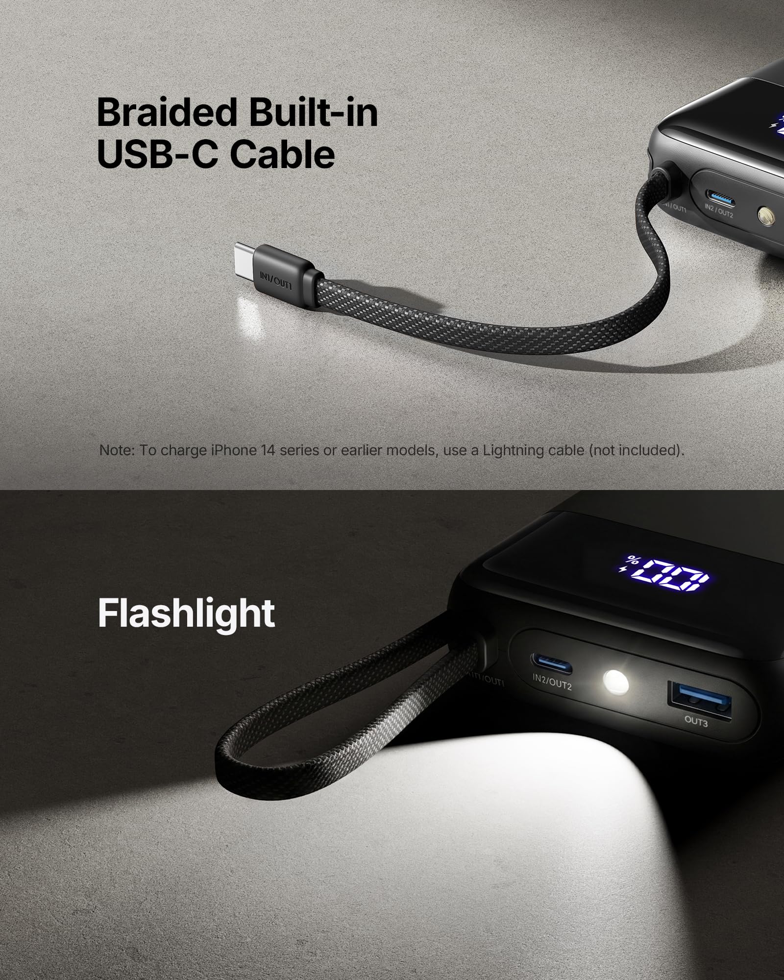 INIU 20000mAh Power Bank, Small 45W PD Fast Charging Portable Charger with Built-in USB C Cable, Flight-Safe Travel External Phone Battery Pack for iPhone 17 16 Pro Max Samsung S25 S26 Google iPad etc 🍁 All In One Marketplace Canada