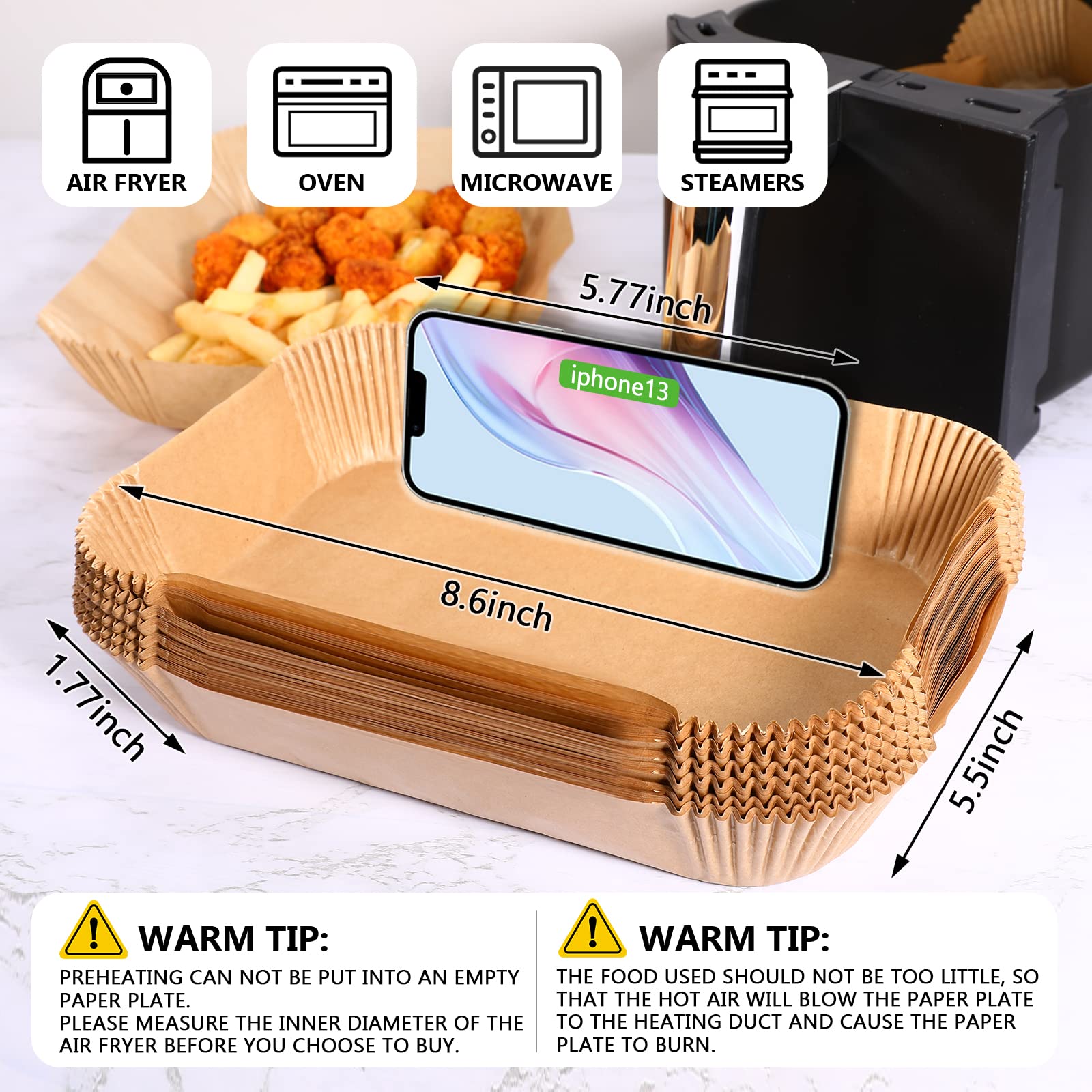 AYGXU Air Fryer Paper Liners, 260 Disposable Parchment Paper Liners, 8.6''*5.5'', Rectangle,Food Grade and Baking Waterproof Oil Proof, Roasting 🍁 All In One Marketplace Canada