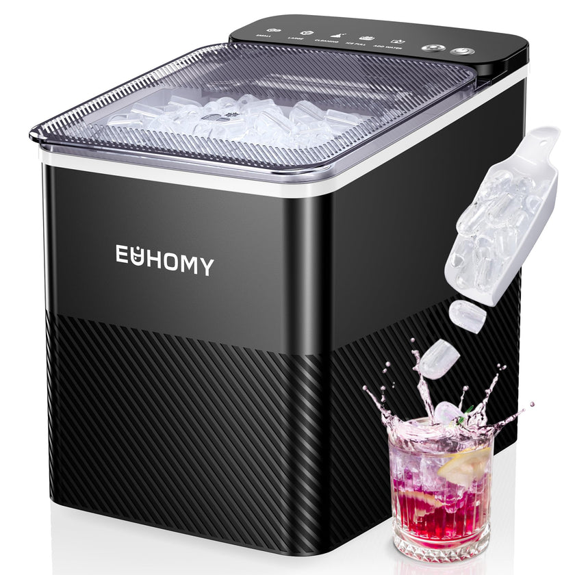 EUHOMY Countertop Ice Maker, 26.5 lbs/24H Portable Ice Machine with Ice Scoop & Basket, Fast 6-10 Mins Ice Making, 2 Ice Sizes, Ideal for Home, Kitchen, RV, Party 🍁 All In One Marketplace Canada