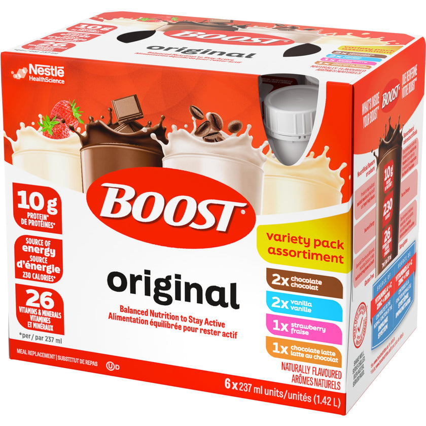 BOOST Original Meal Replacement Drink, 6x237ml Variety Pack, Case Pack of 4, Packaging May Vary 🍁 All In One Marketplace Canada