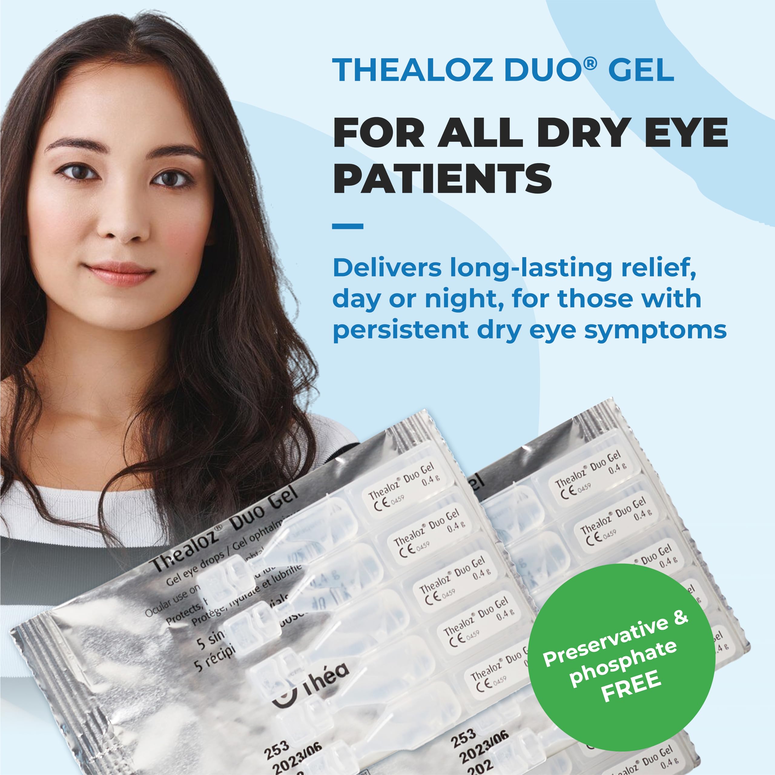 Thealoz Duo Gel - Clinically Proven Hydration for Dry Eyes w/Hyaluronic Acid & Trehalose, Lubricating Gel-Persistent Dryness, Stabilizes Tear Film for 6 Hrs-Contact Lens Wearers-Single-Use 30 Vials 🍁 All In One Marketplace Canada