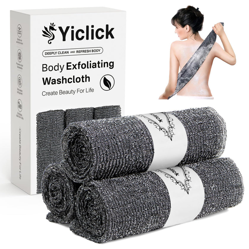 Yiclick Exfoliating Washcloth Towel, Exfoliating Body Scrubber, Back Scrubber Washer for Shower Bath, African Net Sponge Loofah Body Scrub Exfoliator, Exfoliating Cloth Brush Gloves for Women (Grey) 🍁 All In One Marketplace Canada