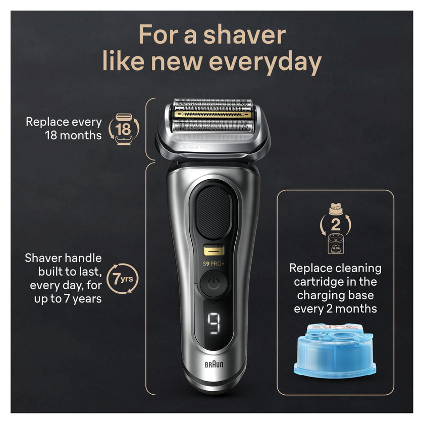Braun Shavers for Men, Trimmer, Electric Foil Razor, Series 9 Pro+ Shaver, Precision Long Hair Trimmer, Wet & Dry with SmartCare Center, 9567cc, Silver 🍁 All In One Marketplace Canada