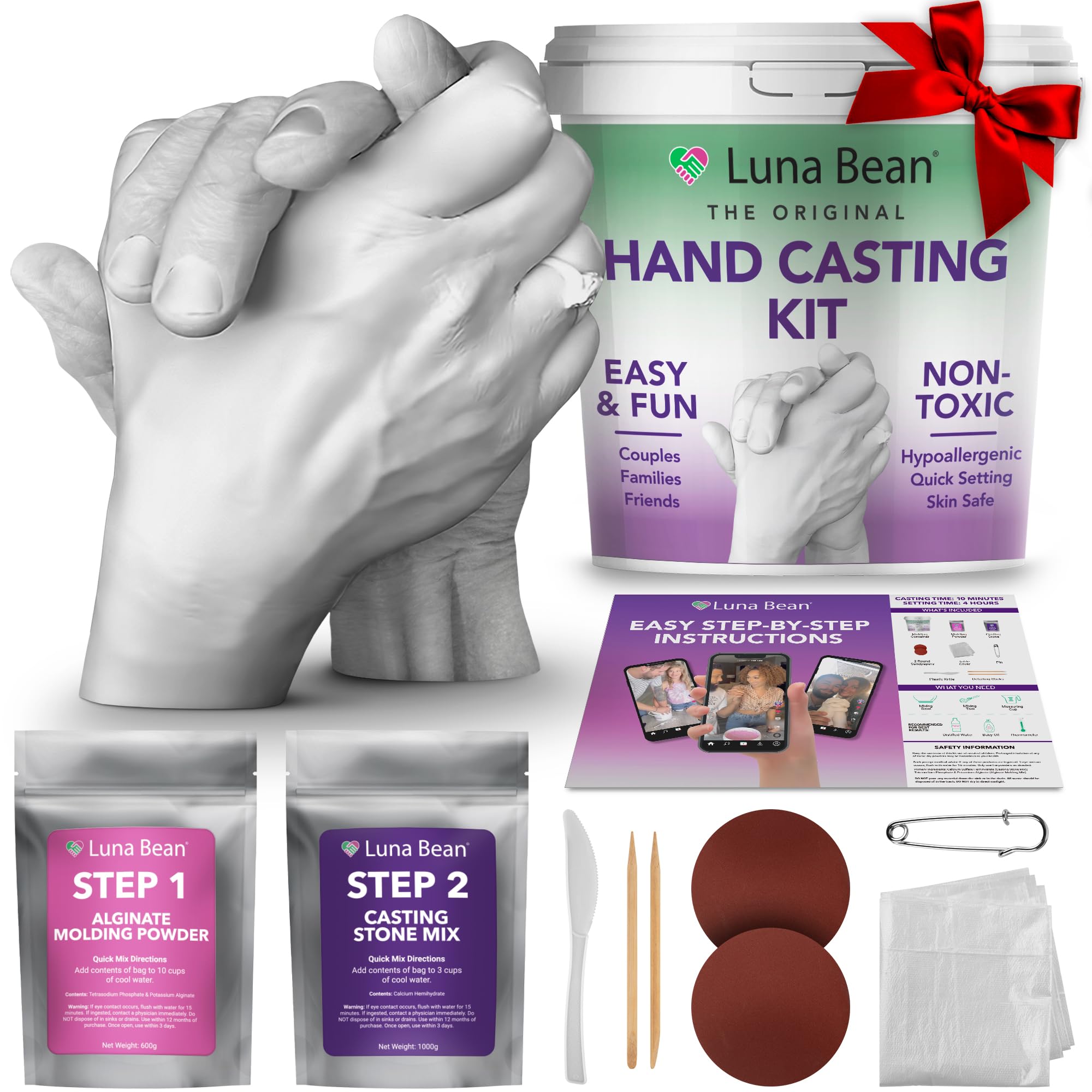 Luna Bean Hand Casting Kit – The Original Hand Mold Kit – Anniversary Engagement Gifts for Women Men Her Him Couples Wife Boyfriend Girlfriend Wedding Bridal Shower 🍁 All In One Marketplace Canada