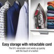 CHI Steam Iron for Clothes with 8’ Retractable Cord, 1700 Watts, 3-Way Auto Shutoff, 400+ Holes, Professional Grade, Temperature Control Dial, Titanium Infused Ceramic Soleplate, Silver (13106) 🍁 All In One Marketplace Canada