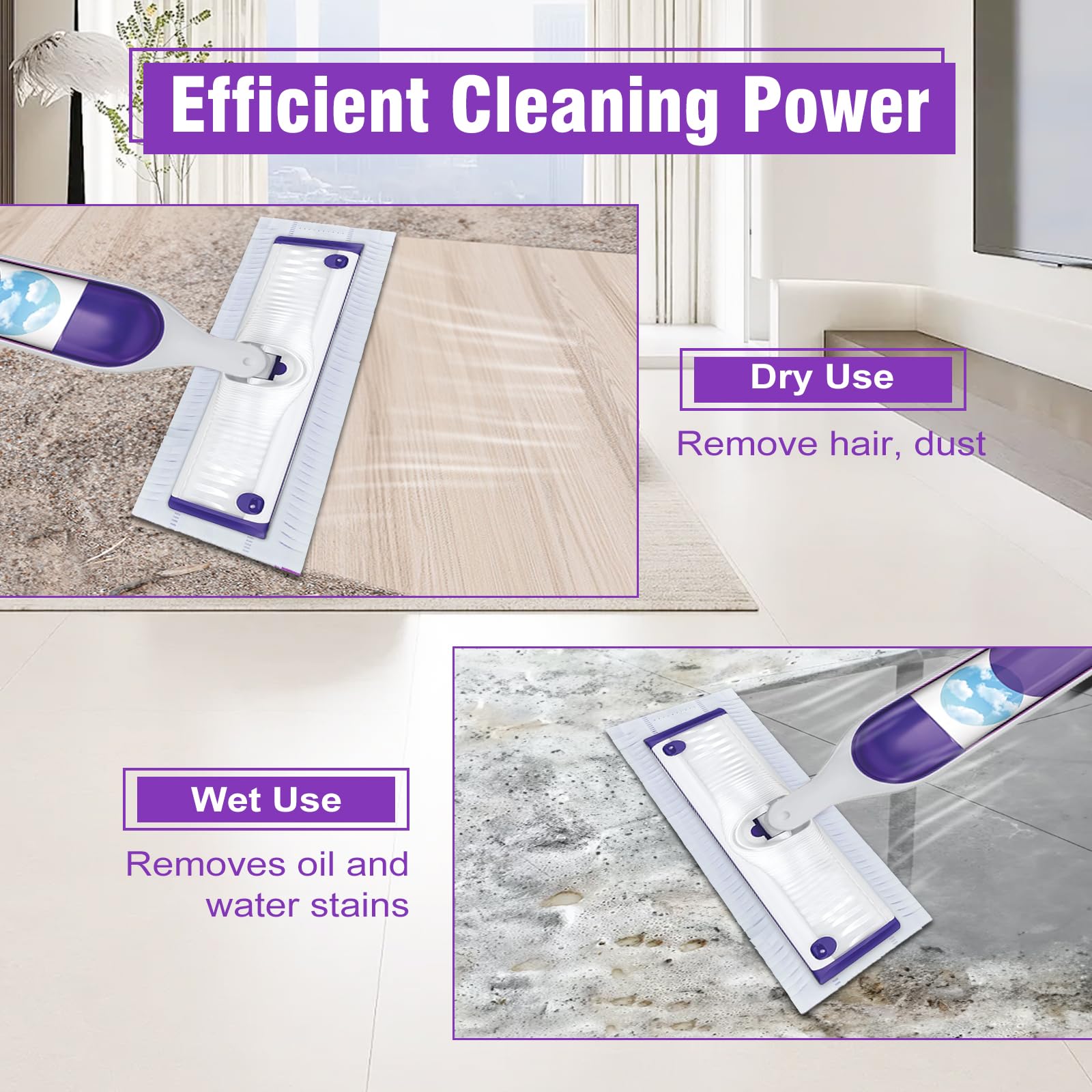 30 Pack Disposable Power Mop Refills Pads for Swiffer Power Mop,Spray Wet Pads Refill for Swiffer,Disposable Swifter Mopping Pads Refills for Multi-Surface Floor Cleaning (Purple-30) 🍁 All In One Marketplace Canada