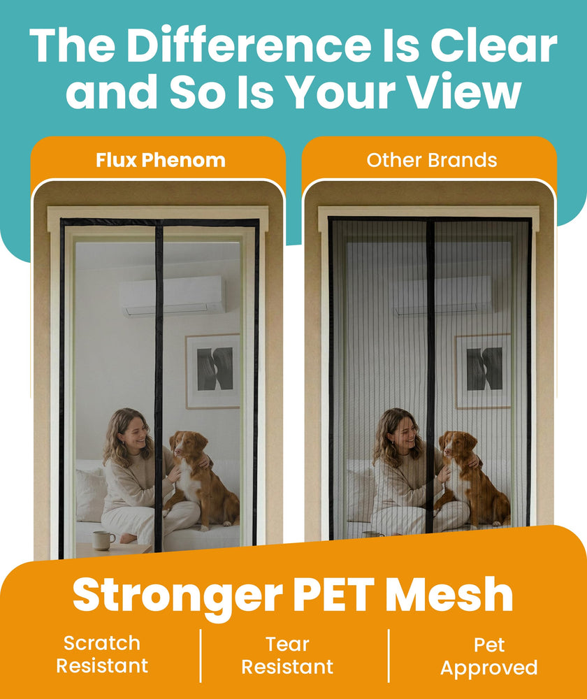 Flux Phenom Magnetic Screen Door - Bugs Out, Breeze in - 9min Install Auto-Sealing Heavy Duty Double Stitched Mesh, 52 Magnets, Hands Free Sliding & Patio Doors Net, Pet & Kid Friendly, 38 x 82 Inch 🍁 All In One Marketplace Canada