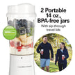 Hamilton Beach Personal Blender for Smoothies & Protein Shakes, Portable Single Serve Blender with 2 Travel Jars & Lids, 14 oz BPA-Free Cups, Stainless Steel Blades, 300W, White, 51102G 🍁 All In One Marketplace Canada