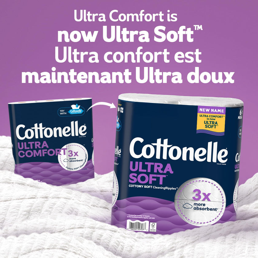 Cottonelle Toilet Paper, 24 Mega Rolls = 96 Regular Rolls, Ultra Soft (Formerly Ultra Comfort), Soft Bathroom Tissue, 244 Sheets per Roll, Packaging May Vary 🍁 All In One Marketplace Canada