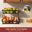 2 Tier Large Fruit Bowl for Kitchen Counter with 2 Banana Holders,2026 Sturdy Metal Fruit Basket with Protective Mats Keeping Fruits Fresh,Kitchen Organizers and Storage for Bread Potato Onion Storage 🍁 All In One Marketplace Canada
