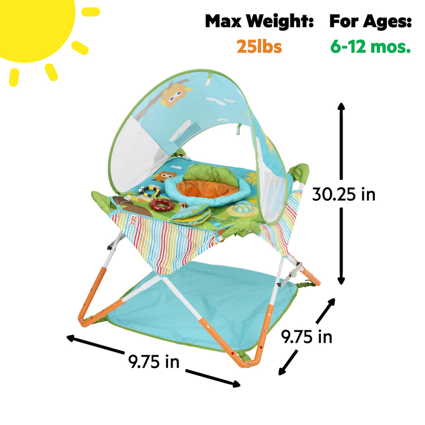 Bright Starts Pop 'N Jump Portable Activity Jumper, Indoor/Outdoor Use, Owl Forest with 4 Sensory Toys, Ages 6-12 Months 🍁 All In One Marketplace Canada