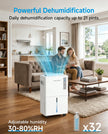 VEAGASO 1500 Sq.Ft Dehumidifier, 21 Pints Dehumidifiers for Basemens with Drain Hose & Humidity Control, Quiet Operation Dehumidifiers for Home, RV, Bathroom, Bedroom - 3 Modes & 24H Timer 🍁 All In One Marketplace Canada