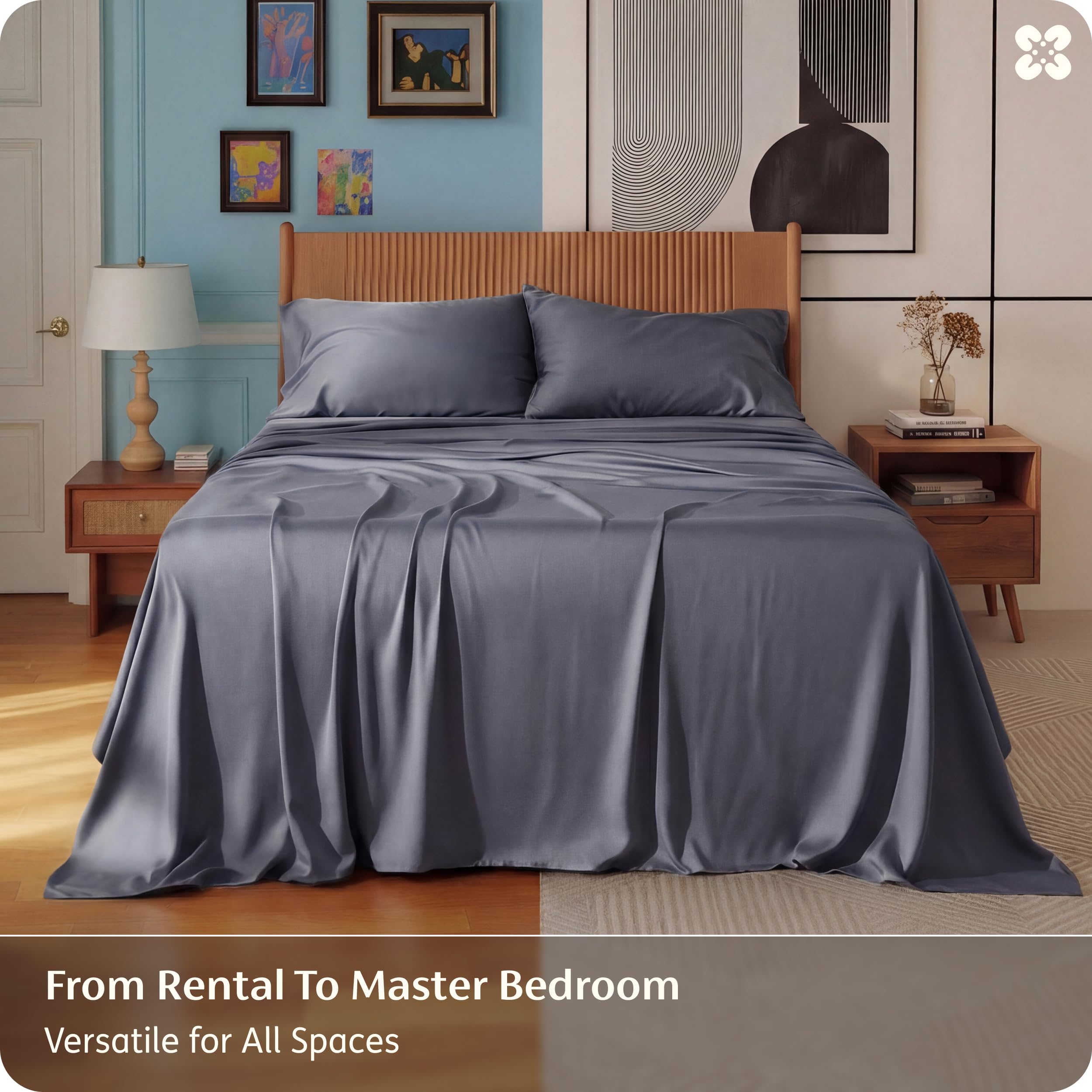 Bedsure 100% Rayon Bamboo Sheets Queen Size Set, Dark Grey 🍁 All In One Marketplace Canada