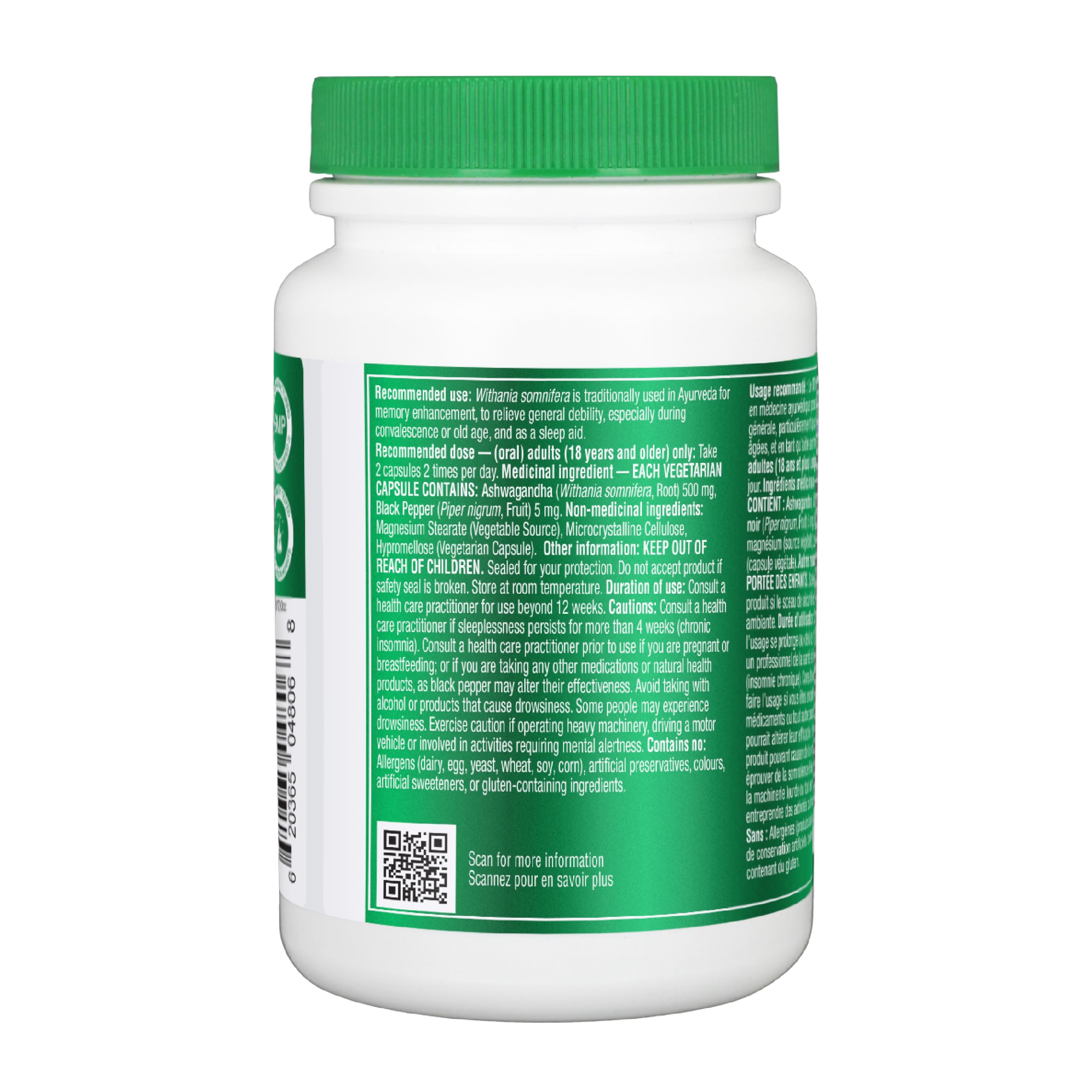Organika Canadian-Made Ashwagandha with Black Pepper- Enhanced Absorption, Memory Support, Sleep Aid, Adaptogenic- 90vcaps 🍁 All In One Marketplace Canada