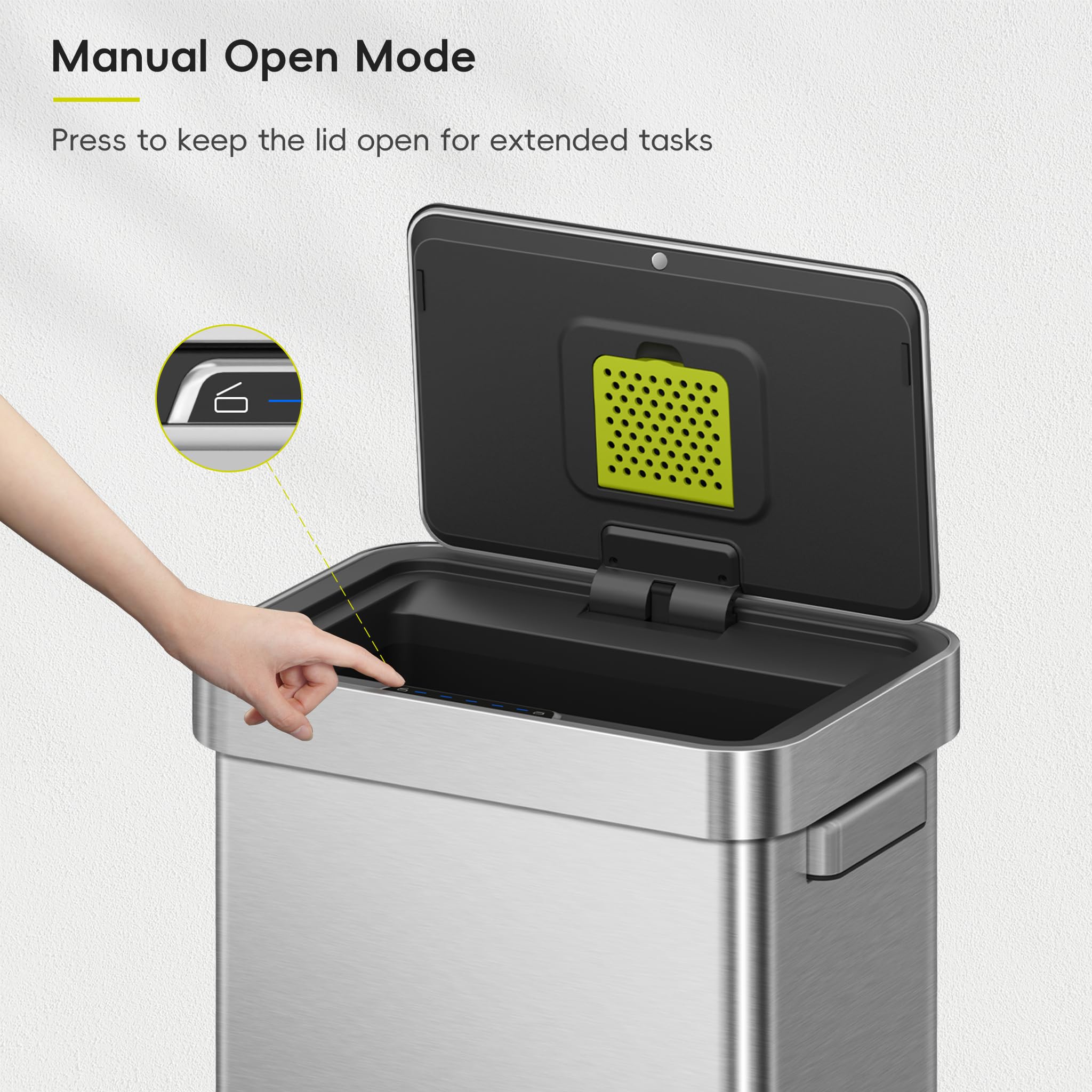 EKO Deluxe Mirage-T 50 Liter / 13.2 Gallon Touchless Rectangular Motion Sensor Trash Can, Matte Stainless Steel Finish 🍁 All In One Marketplace Canada