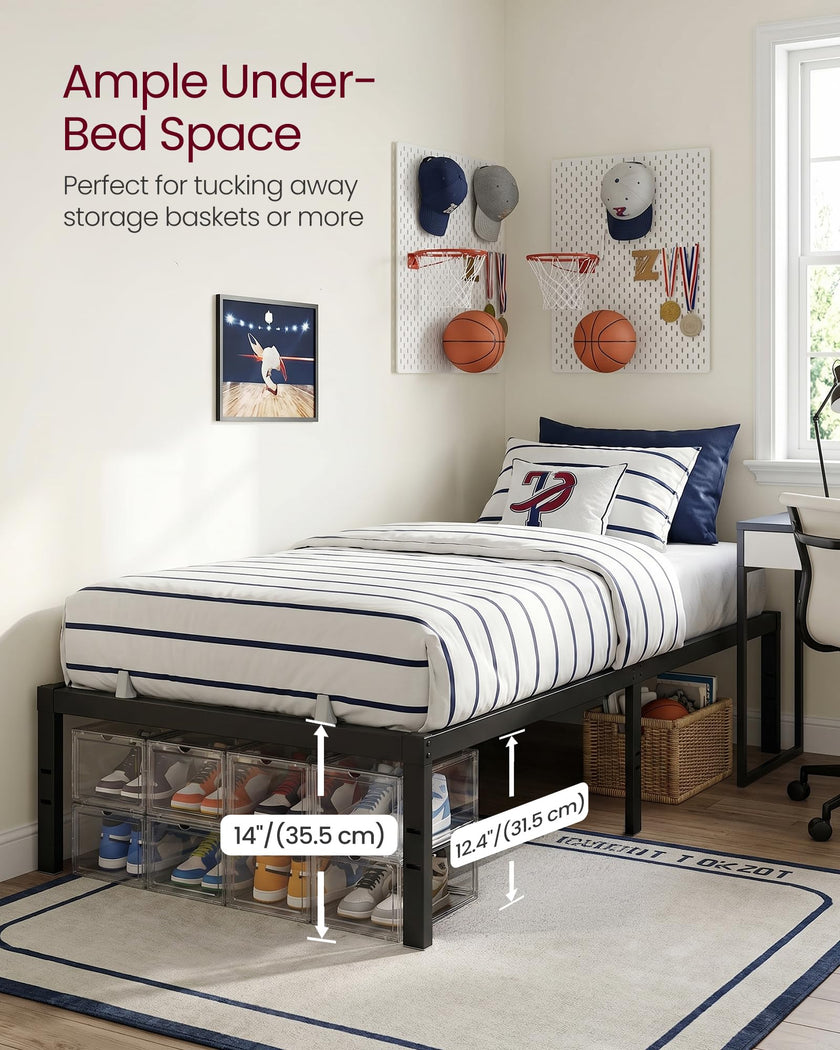 VASAGLE Twin Metal Bed Frame 14 Inches Tall, 550 lb Weight Capacity Heavy Duty Platform Bed Frame with Under-Bed Storage, No Box Spring Needed, Matte Black URMB653BD02 🍁 All In One Marketplace Canada