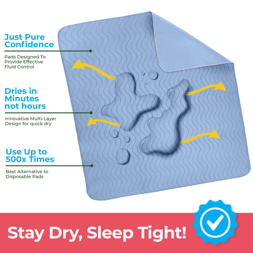 Utopia Bedding (Pack of 4) Waterproof Incontinence Pads Quilted Washable & Absorbent Bed Pad for Adults and Kids 34 x 36 inches (Blue) 🍁 All In One Marketplace Canada