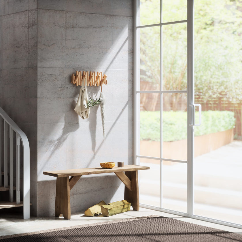 Umbra Picket Coat Rack Wall Mount – 5 Flip-Down Wood Coat Hooks, Modern & Functional Storage, Easy Install Wall Hooks, Natural 🍁 All In One Marketplace Canada