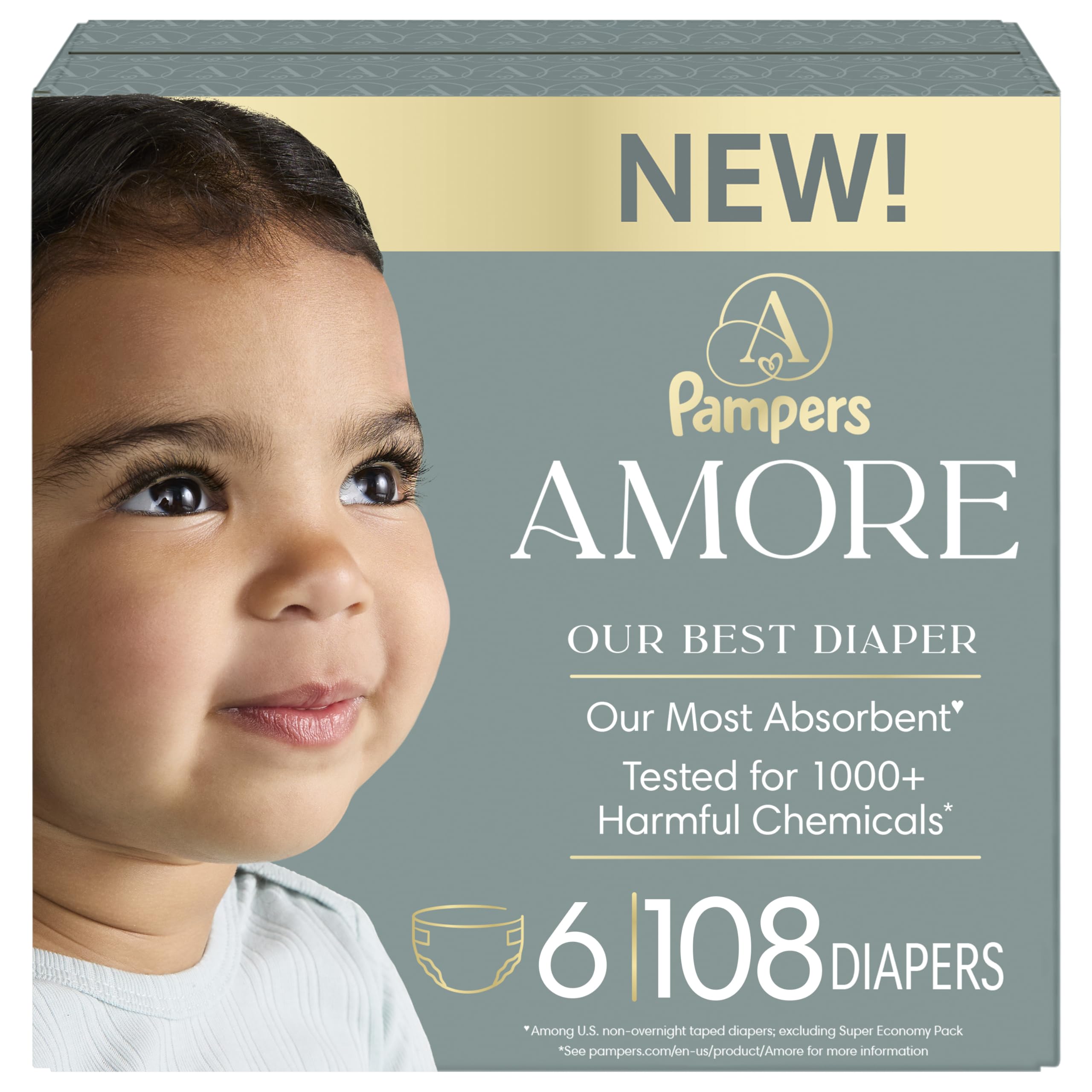 Pampers AMORE, Size 6, Our Best Diaper, 1 Pack (Count of 108) 🍁 All In One Marketplace Canada
