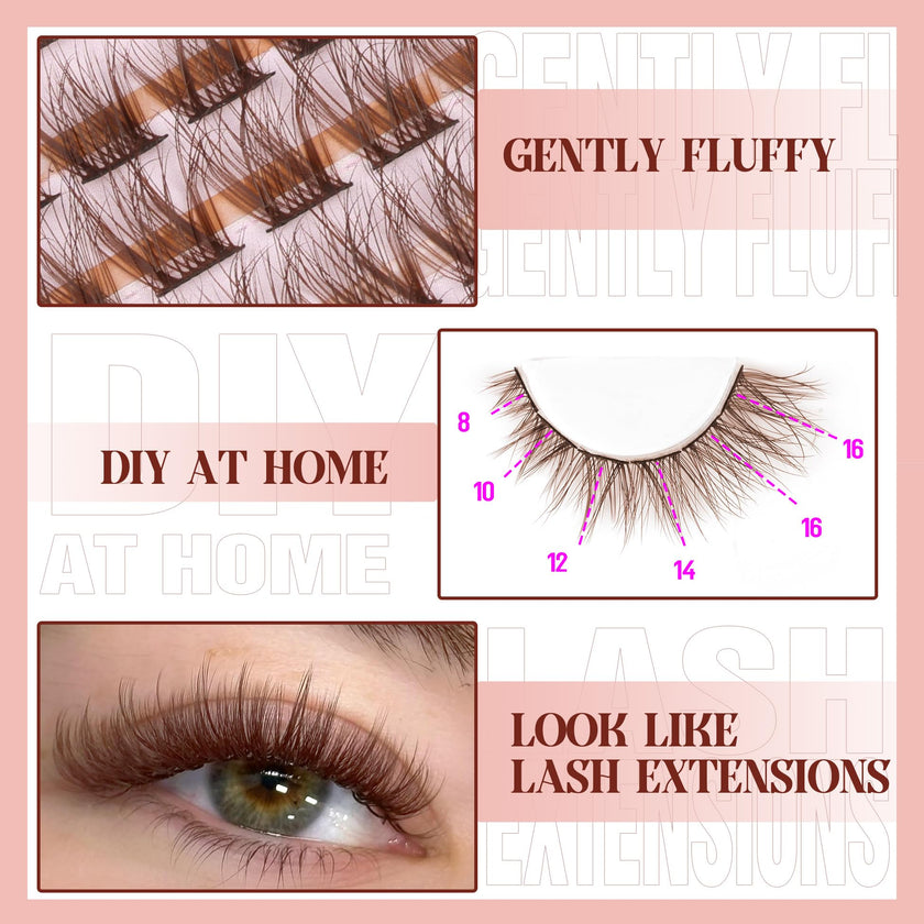 Brown Lash Clusters Natural Lash Extensions Wispy Eyelash Clusters 154 Pcs C Curl Lashes Clusters for Everyday Wear Beginner Friendly Dark Brown Cluster Eyelash Extensions by Mavphnnee 🍁 All In One Marketplace Canada