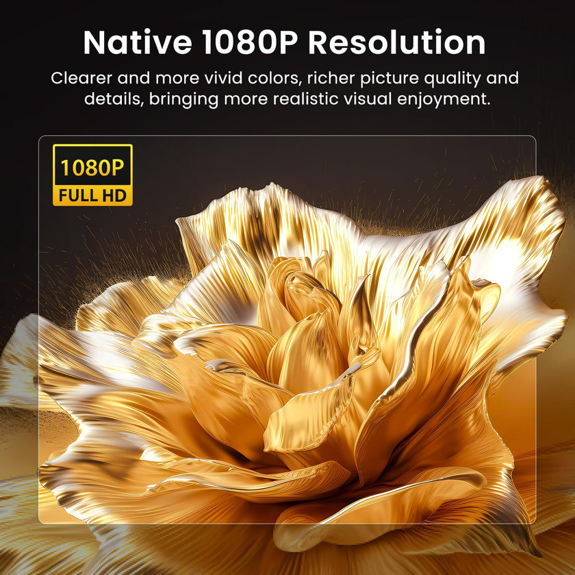 HAPPRUN Native 1080P Bluetooth Projector, Full HD Portable Outdoor Movie Projector with Built-in Speaker, Compatible with Smartphone, HDMI, USB, AV, Fire Stick, PS5 for Home, Bedroom, Outdoor Use 🍁 All In One Marketplace Canada