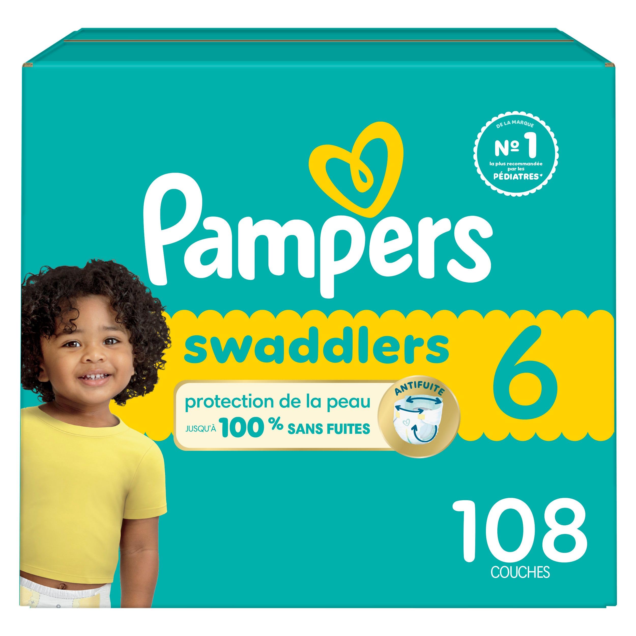 Pampers Swaddlers Diapers, Size 6 (23-44 lbs), 108 Count, Absorbent, Keeps Baby Dry and Comfortable, Skin Safe Disposable Baby Diaper 🍁 All In One Marketplace Canada