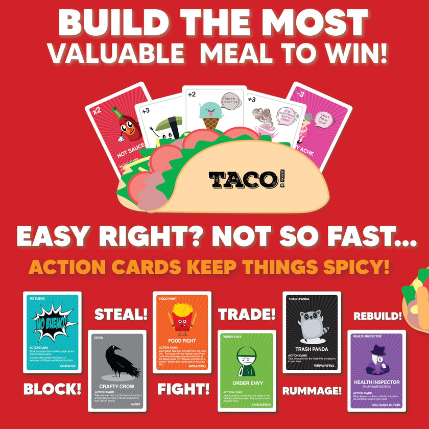 Taco vs Burrito - The Wildly Popular Surprisingly Strategic Card Game Created by a 7 Year Old - a Family-Friendly Party Game for Kids, Teens & Adults 🍁 All In One Marketplace Canada