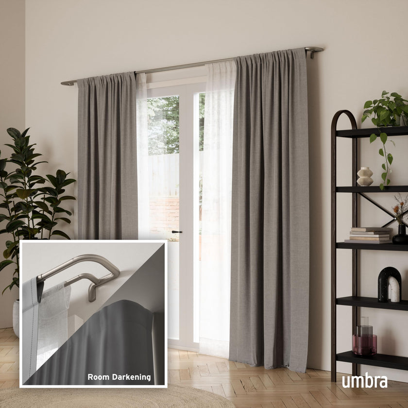 Umbra Twilight Double Curtain Rod Set – Wrap Around Design Ideal for Blackout or Room Darkening Panels, 66 to 144 Inches, Nickel 🍁 All In One Marketplace Canada