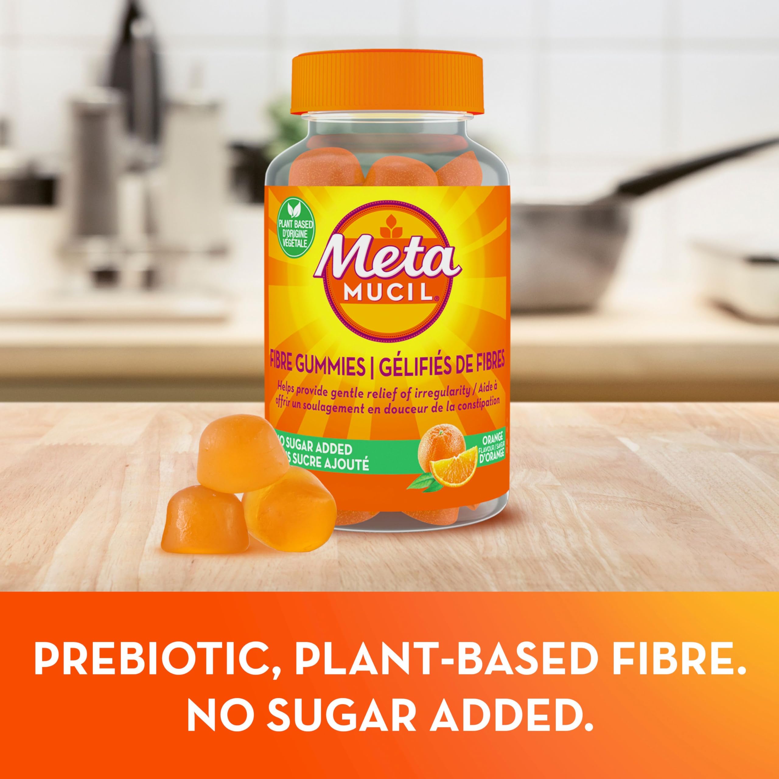 Metamucil Fibre Gummies, No Sugar Added, Daily Supplement, Prebiotic Plant-Based Fibre Blend, Orange Flavour, 72 Gummies 🍁 All In One Marketplace Canada