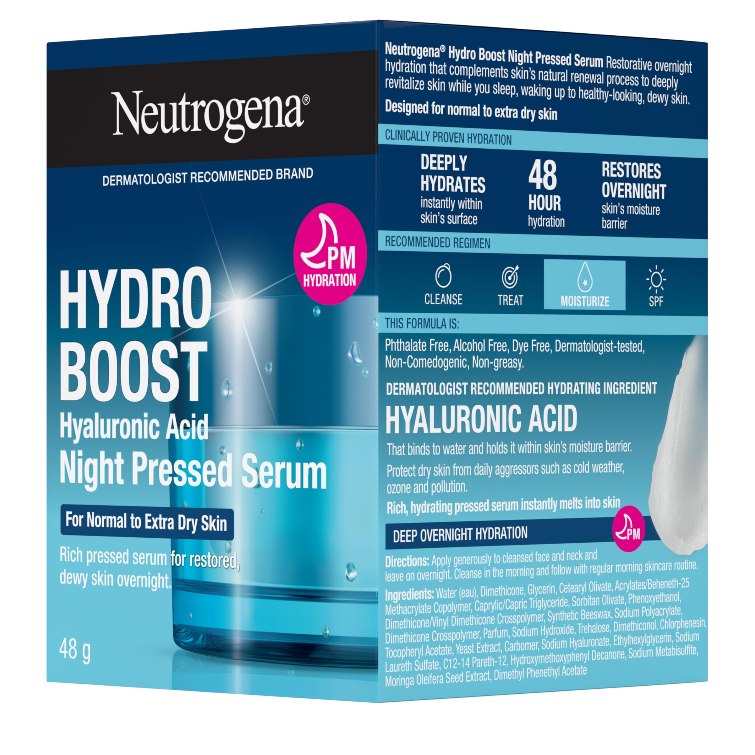 Neutrogena Moisturizer Neutrogena Hydro Boost Night Pressed Face Serum With Purified Hyaluronic Acid and Antioxidants for moisturized Skin, 48g, 48 Milliliters 🍁 All In One Marketplace Canada
