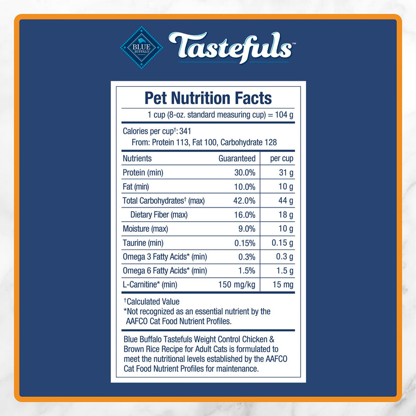 Blue Buffalo Tastefuls Chicken & Brown Rice Recipe Adult Dry Cat Food Weight Control, Real Chicken First, Deliciously Healthy Natural Cat Food, Supports Digestive Care and Coat Health, 3.1kg/7 lbs. 🍁 All In One Marketplace Canada