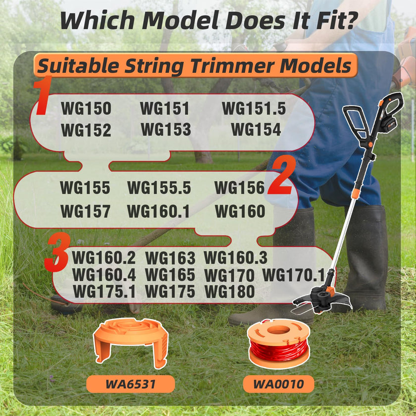 18 Pcs Replacement Trimmer Spools Compatible with Worx String Trimmer,150ft, 0.065in WA0010 Weed Eater Refils and WA6531 Spool Cap Cover Fit for Worx Weed Eater(15 Trimmer Spools+3 Spool Caps) 🍁 All In One Marketplace Canada