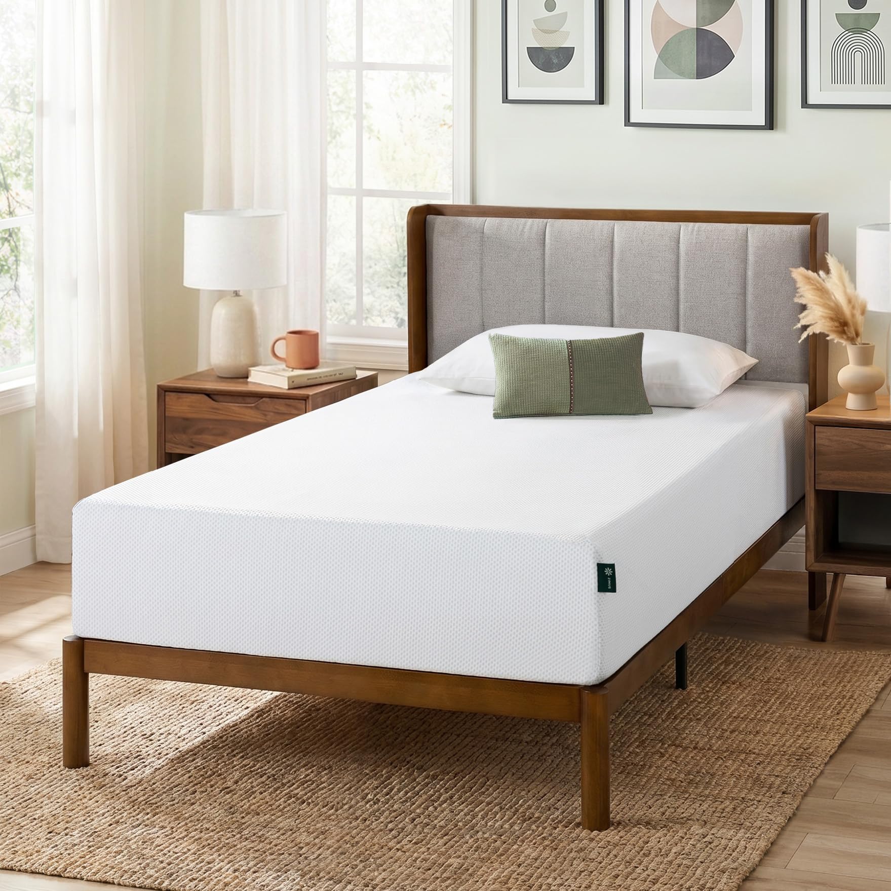 Zinus Twin Mattress - 12 Inch Green Tea Cooling Gel Memory Foam Mattress, Pressure Relief, for Cool Sleep, CertiPUR-US Certified Foam, Mattress in a Box, 10-Year Warranty, Twin Size 🍁 All In One Marketplace Canada