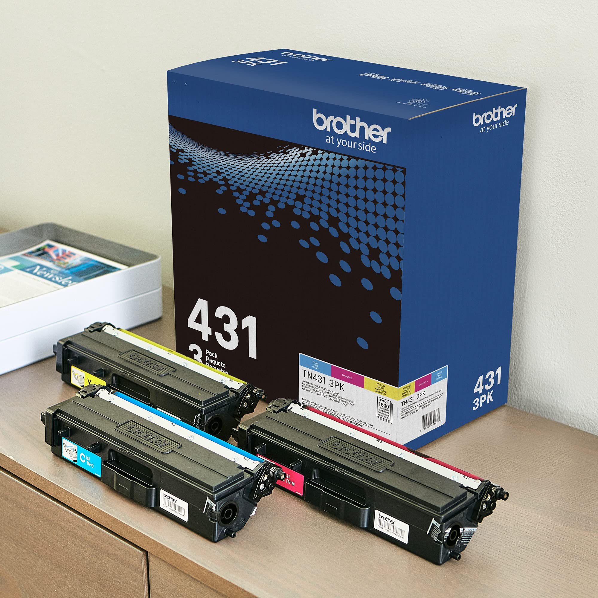 Brother Original TN431 3PK Standard Yield Colour Toner Cartridge Value Pack (3), Toner Replacement cartridges, Cyan/Magenta/Yellow, for Brother Laser Printers HL-L8360CDW, MFC-L8610CDW, and More 🍁 All In One Marketplace Canada