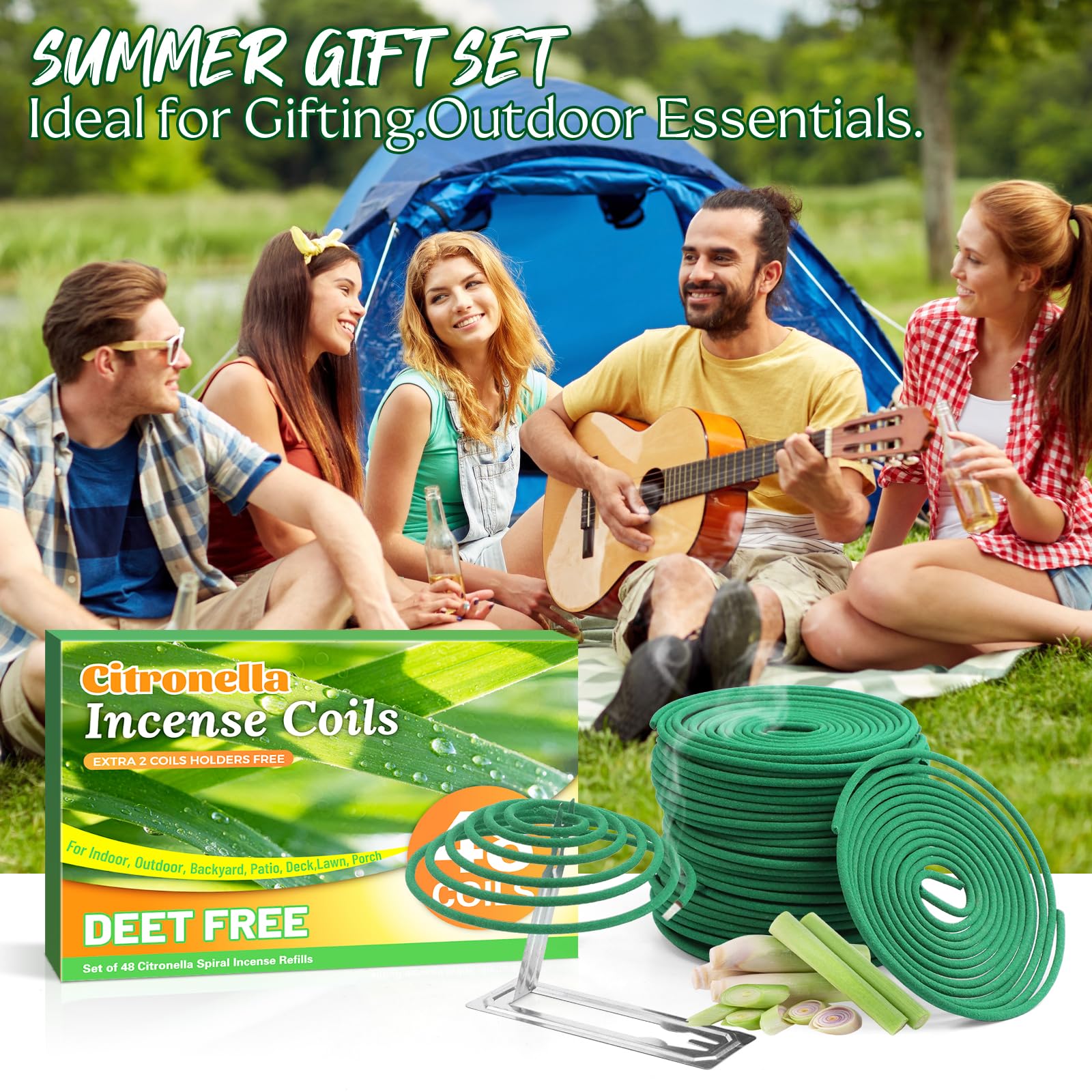 SCENTORINI Citronella Incense, Citronella Coils with Coil Holder, 48 Pcs, Suitable for Summer Home Outdoor Use, Pool Side, Patio, Porches, Courtyards, Farms, Garden Planting Area 🍁 All In One Marketplace Canada