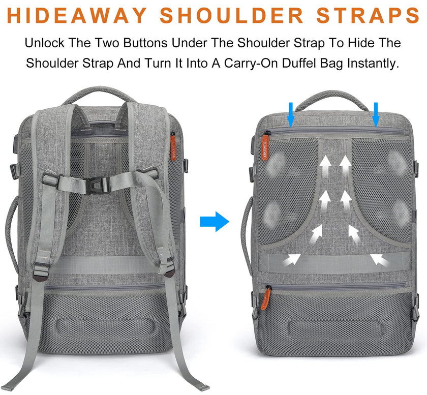 Carry on Backpack, Extra Large 40L Flight Approved Travel Backpack for Men & Women,Expandable Large Suitcase Backpacks With 4 Packing Cubes,Water Resistant Luggage Daypack Business Weekender Bag,Grey 🍁 All In One Marketplace Canada