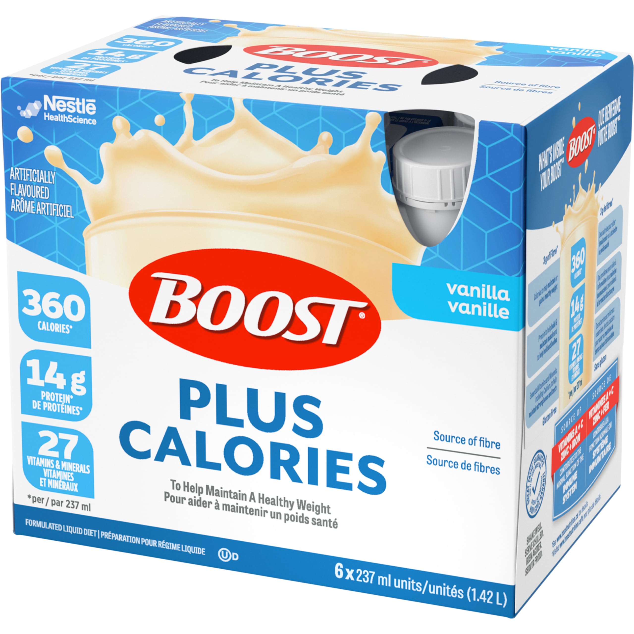 BOOST PLUS Complete Nutrition Drink, Vanilla, 6x237ml Bottles, Case Pack of 4, Packaging May Vary 🍁 All In One Marketplace Canada