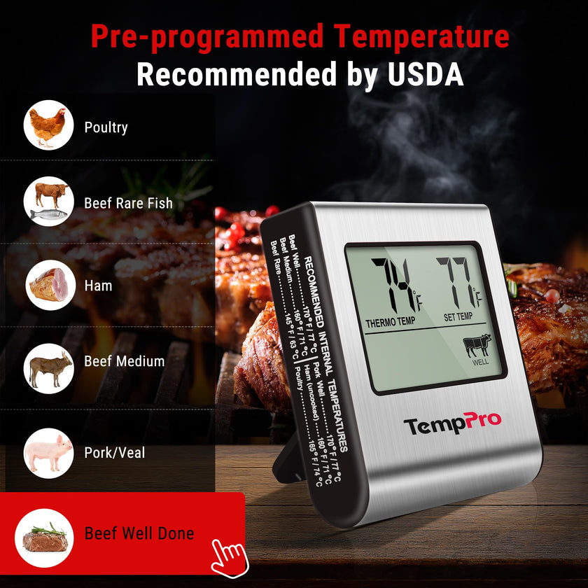 ThermoPro TP-16 Meat Thermometer with Stainless Steel Probe for Indoor Outdoor Use, Digital Cooking Thermometer for Grill, Barbecue, Oven, Smoker, Candy 🍁 All In One Marketplace Canada