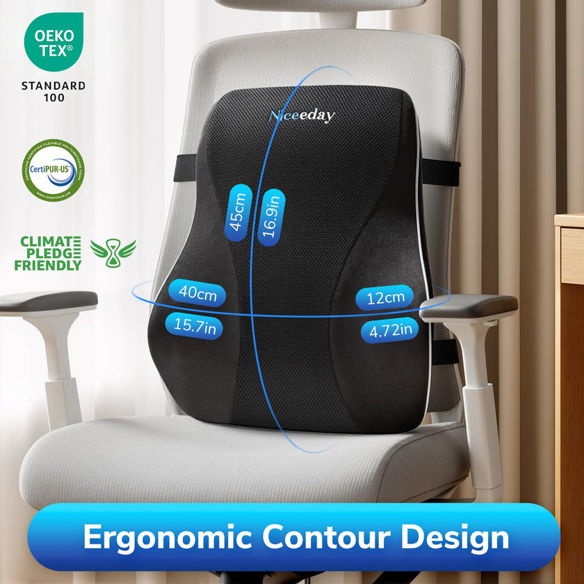 Lumbar Support Pillow for Office Chair Car Lumbar Pillow Lower Back Pain Relief Memory Foam Back Cushion with 3D Mesh Cover Gaming Chair Back Pillow Ergonomic Back Rest for Wheelchair Desk 🍁 All In One Marketplace Canada