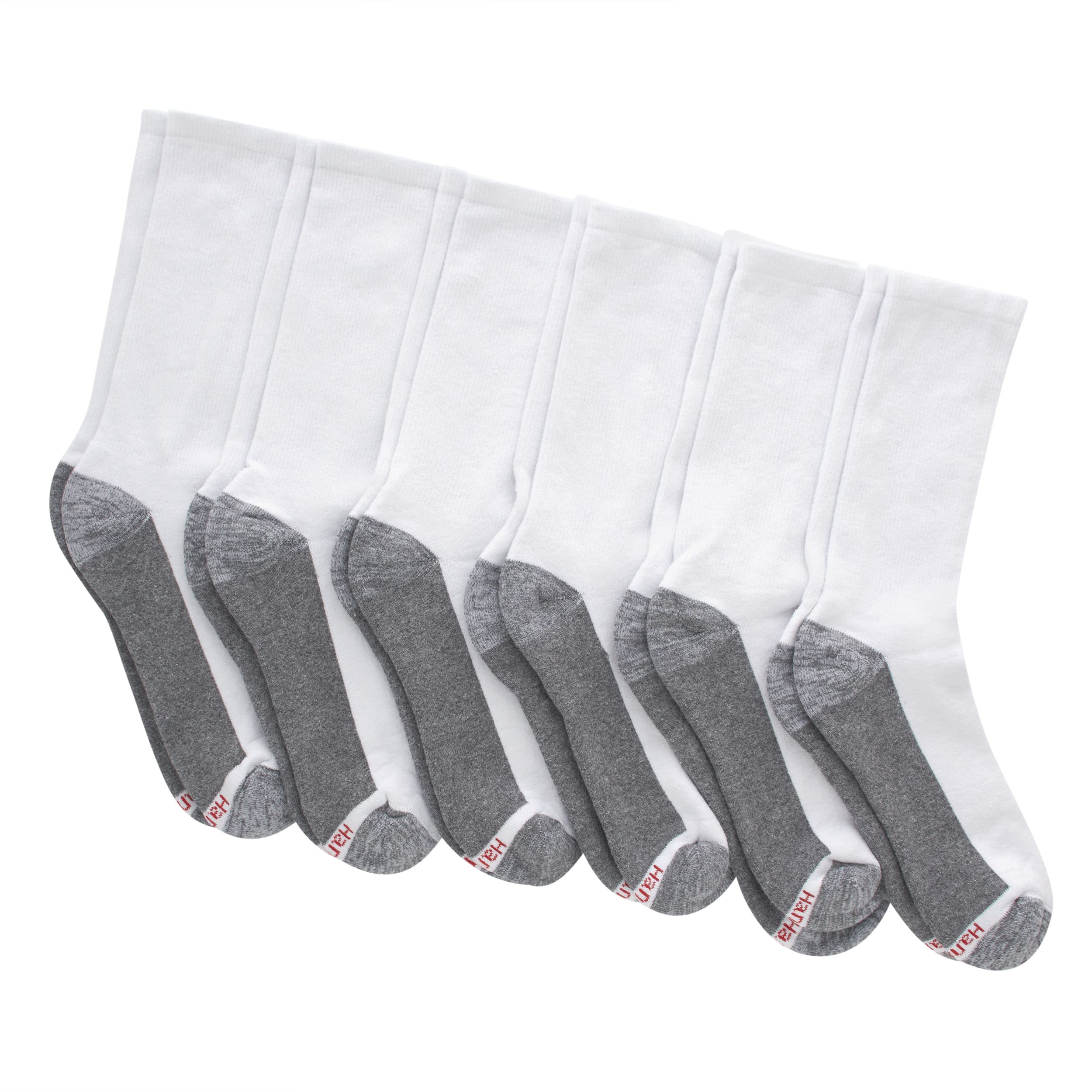 Hanes Men's Socks, Max Cushioned Crew Socks, Available in 6, 8, and 12-Pack, White/Grey Foot Bottom, 12-14 🍁 All In One Marketplace Canada