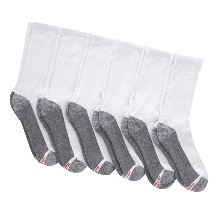 Hanes Men's Socks, Max Cushioned Crew Socks, Available in 6, 8, and 12-Pack, White/Grey Foot Bottom, 12-14 🍁 All In One Marketplace Canada