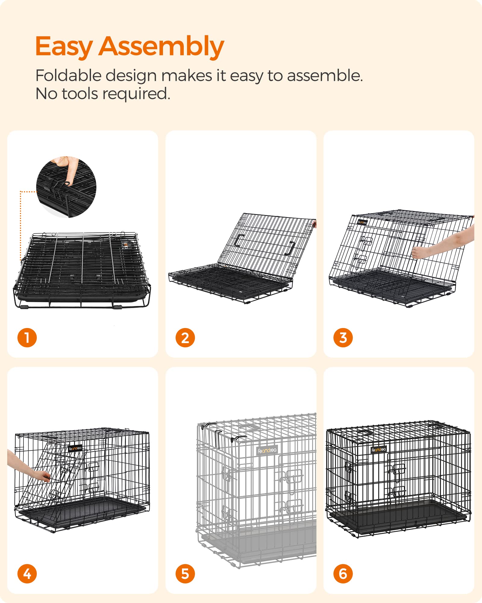 Feandrea Dog Crate, 48-Inch Foldable Dog Kennel with 2 Doors, Removable Tray, XXL, Black UPPD48H 🍁 All In One Marketplace Canada