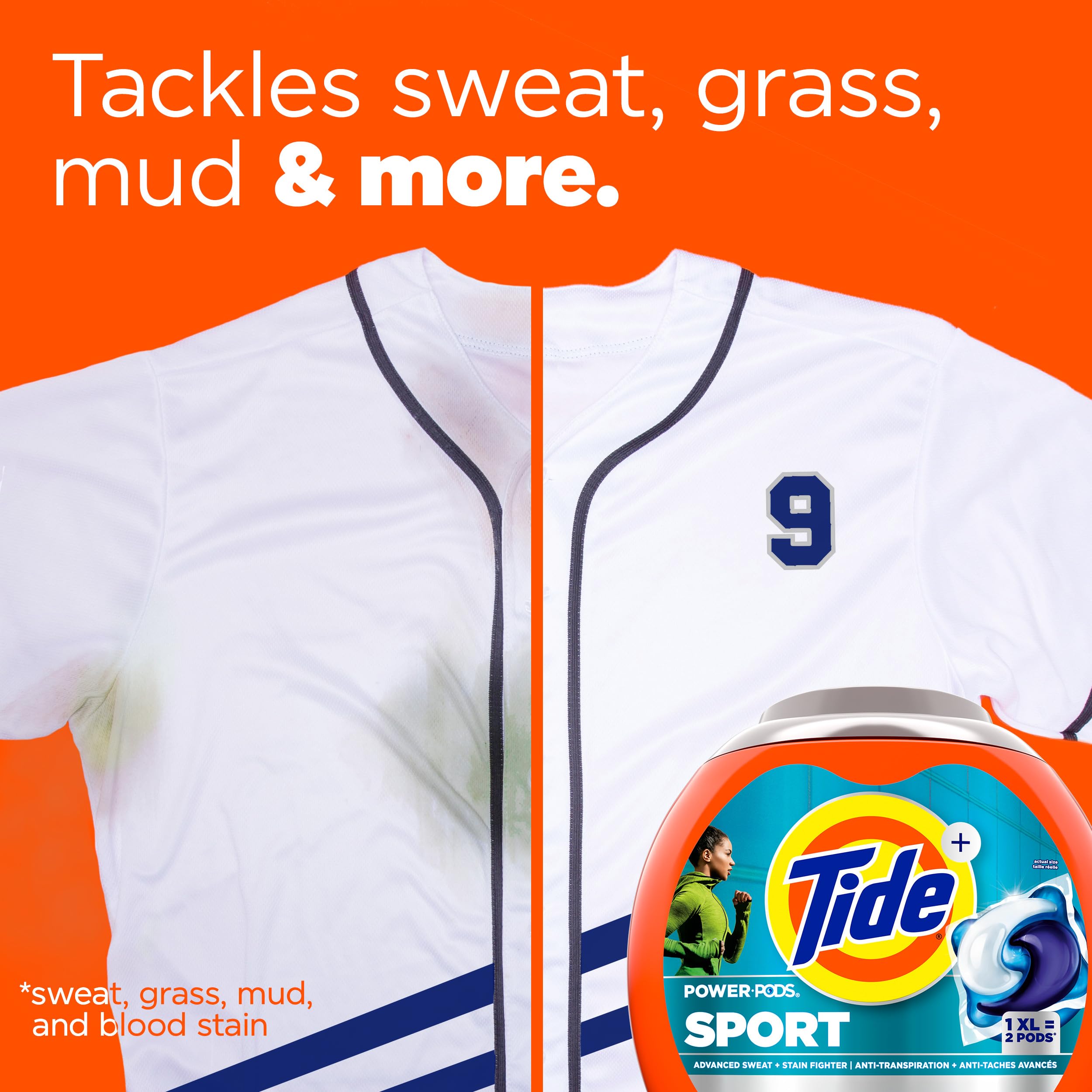 Tide Power Pods Sport Laundry Detergent Pacs, Advanced Sweat + Stain Fighter, 63 Count 🍁 All In One Marketplace Canada