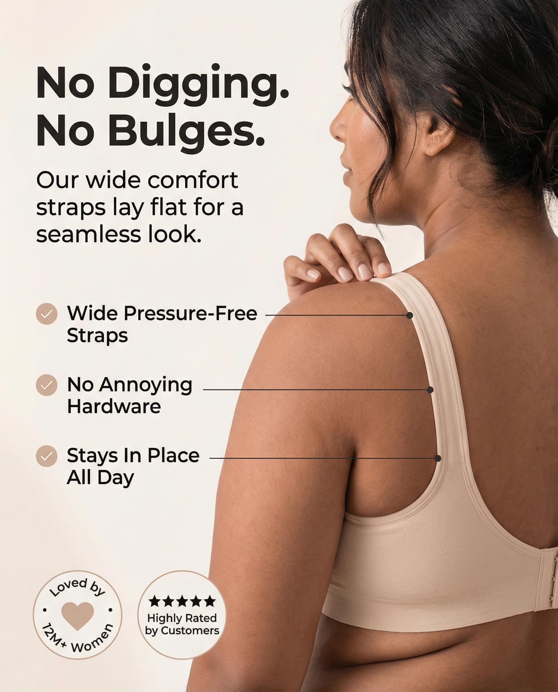 SHAPERMINT Wireless Bras for Women - Full Support Seamless Bralette, Compression Sports Bra, Plus Size Minimizer Bras, Padded Wirefree Bra for Women Nude 🍁 All In One Marketplace Canada